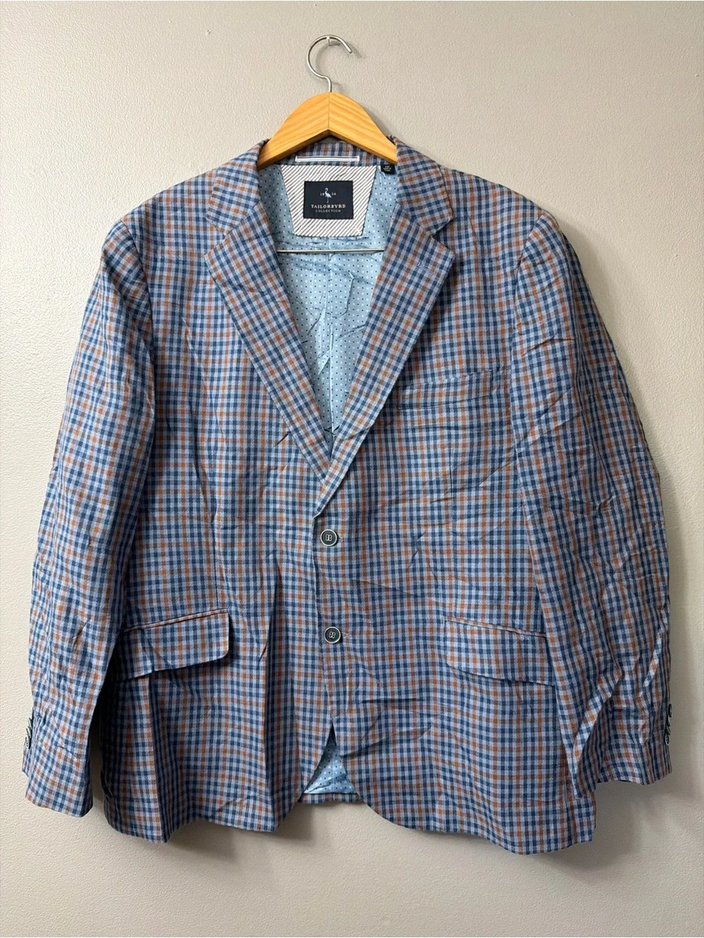 TailorByrd Blue & Brown Plaid Men's Blazer 44R